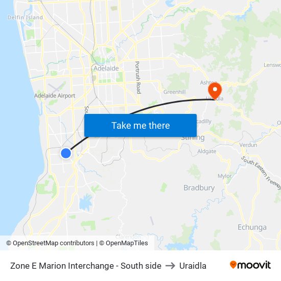 Zone E Marion Interchange - South side to Uraidla map