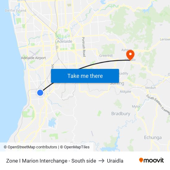 Zone I Marion Interchange - South side to Uraidla map