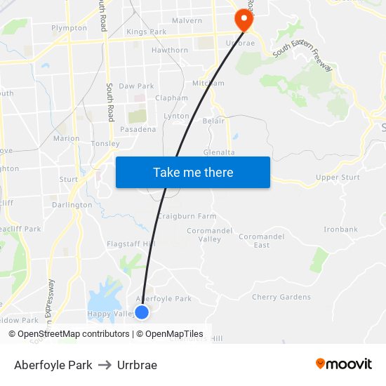 Aberfoyle Park to Urrbrae map
