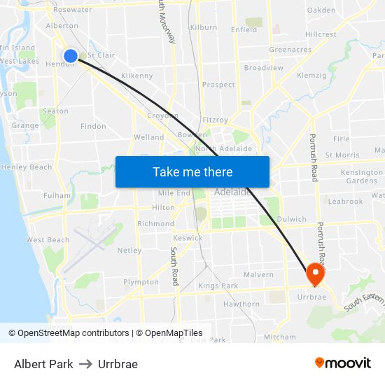 Albert Park to Urrbrae map