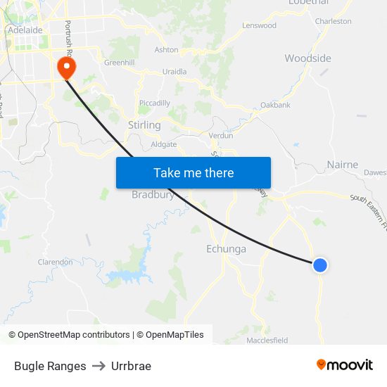 Bugle Ranges to Urrbrae map