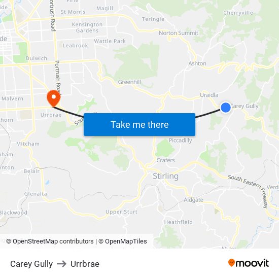 Carey Gully to Urrbrae map