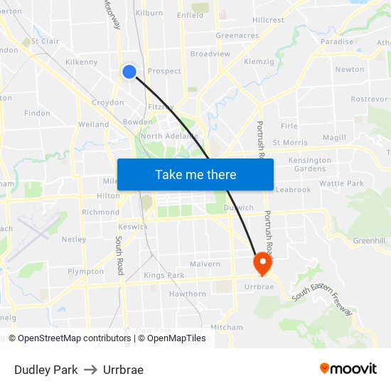 Dudley Park to Urrbrae map