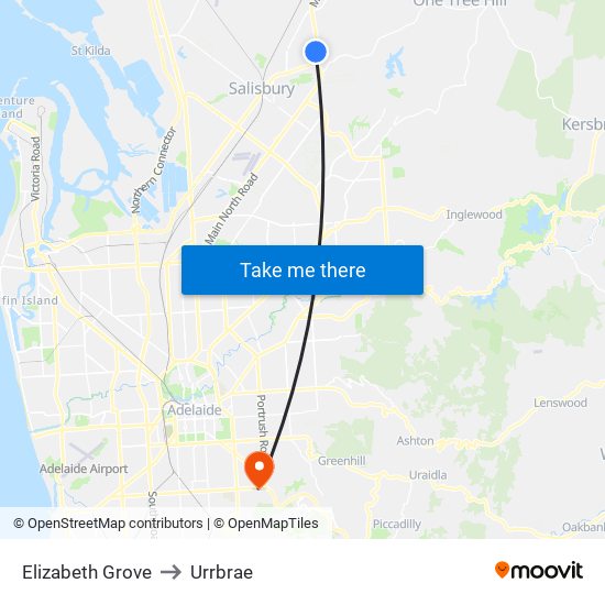 Elizabeth Grove to Urrbrae map