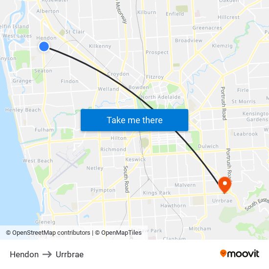 Hendon to Urrbrae map