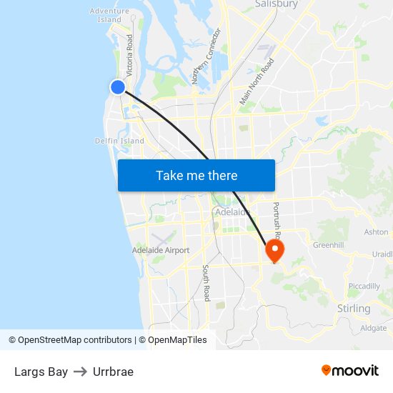 Largs Bay to Urrbrae map