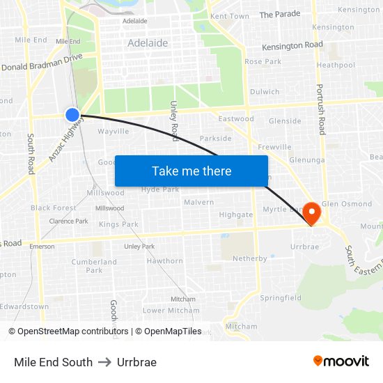 Mile End South to Urrbrae map