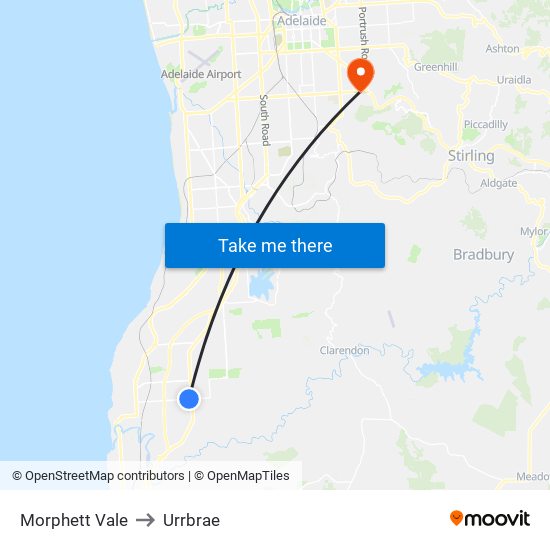 Morphett Vale to Urrbrae map