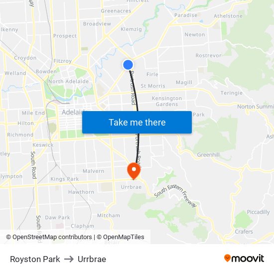 Royston Park to Urrbrae map