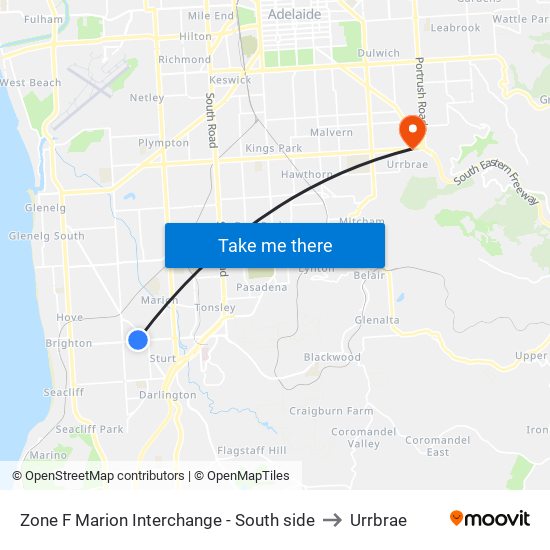 Zone F Marion Interchange - South side to Urrbrae map