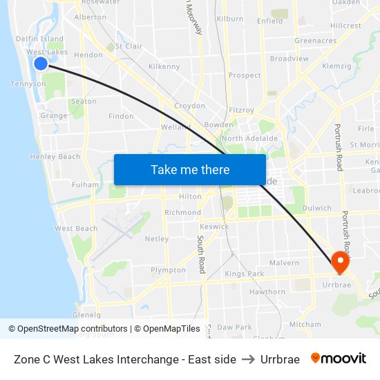 Zone C West Lakes Interchange - East side to Urrbrae map