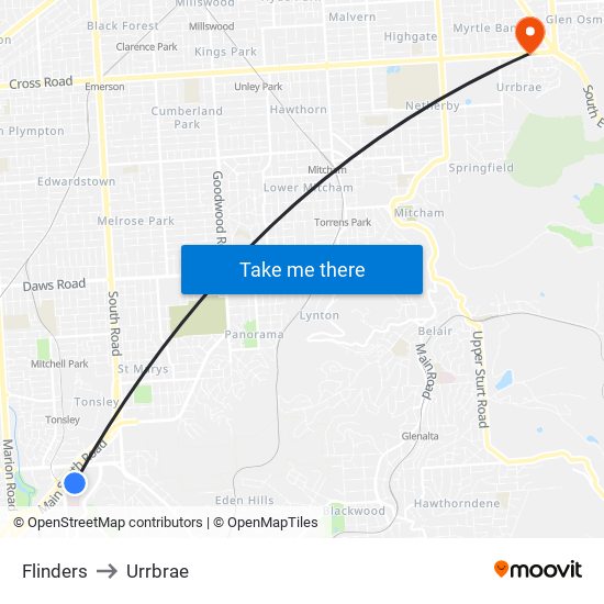 Flinders to Urrbrae map