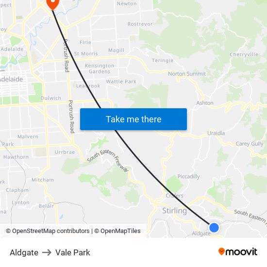 Aldgate to Vale Park map