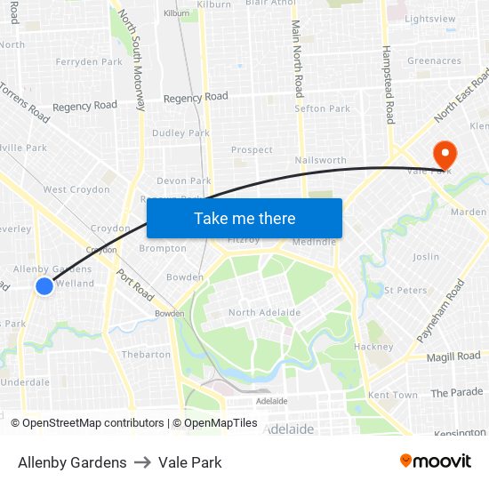 Allenby Gardens to Vale Park map