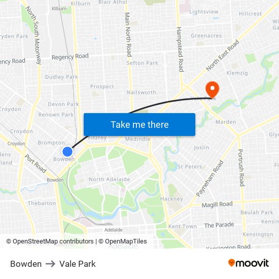 Bowden to Vale Park map