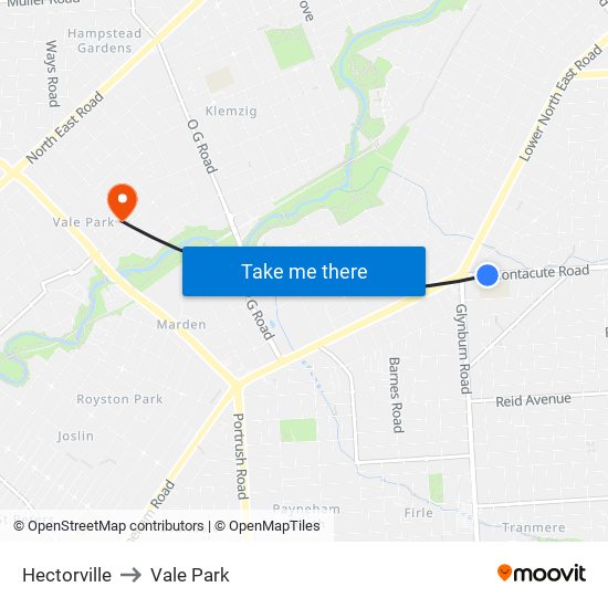 Hectorville to Vale Park map