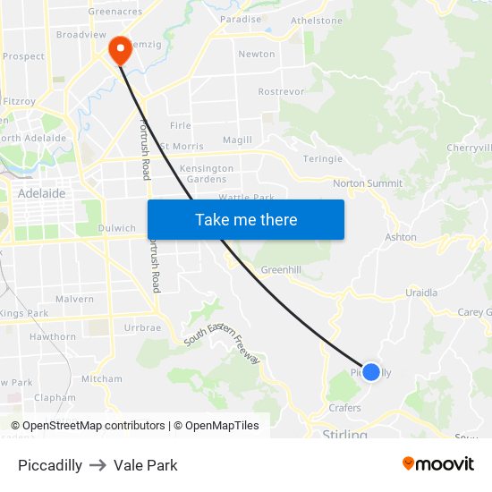 Piccadilly to Vale Park map