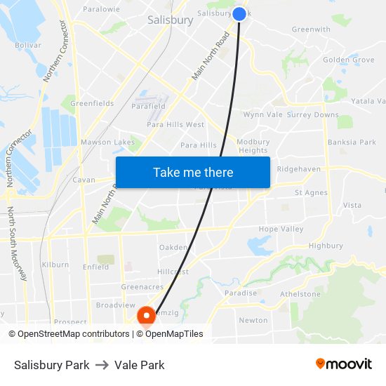 Salisbury Park to Vale Park map