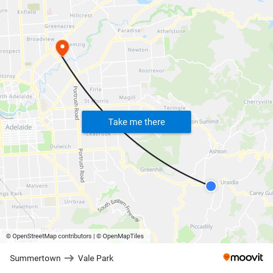 Summertown to Vale Park map