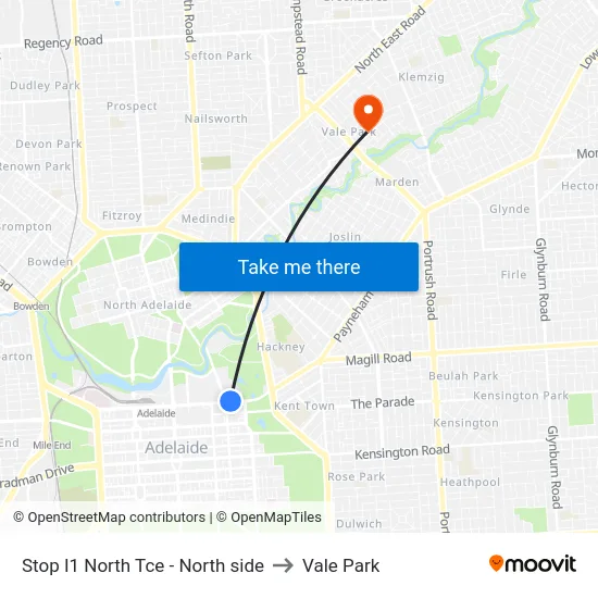 Stop I1 North Tce - North side to Vale Park map