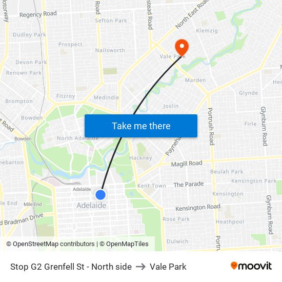 Stop G2 Grenfell St - North side to Vale Park map