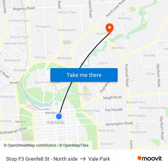 Stop F3 Grenfell St - North side to Vale Park map