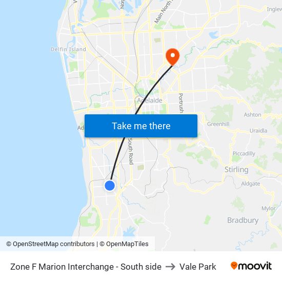 Zone F Marion Interchange - South side to Vale Park map