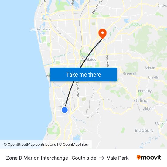 Zone D Marion Interchange - South side to Vale Park map