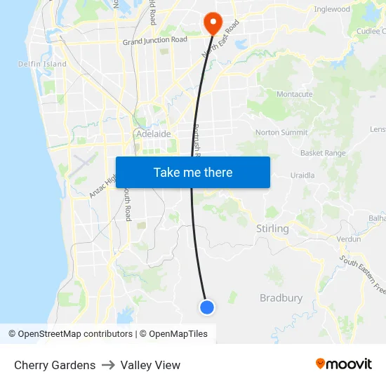 Cherry Gardens to Valley View map