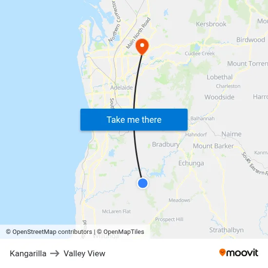 Kangarilla to Valley View map