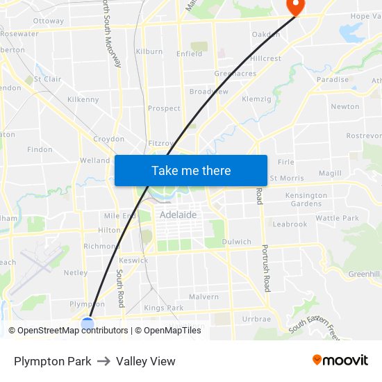 Plympton Park to Valley View map