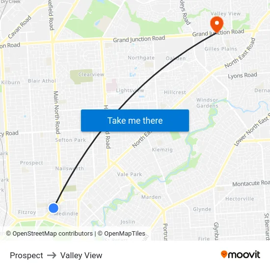 Prospect to Valley View map
