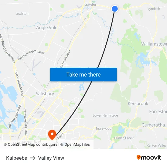 Kalbeeba to Valley View map