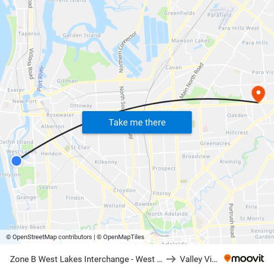 Zone B West Lakes Interchange - West side to Valley View map