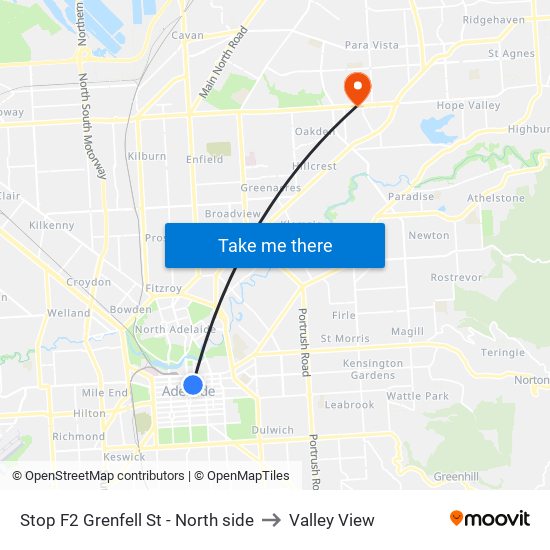 Stop F2 Grenfell St - North side to Valley View map