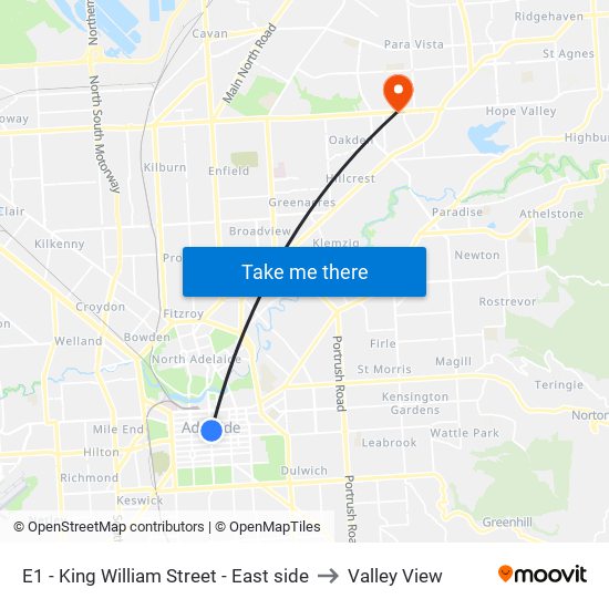 E1 - King William Street - East side to Valley View map