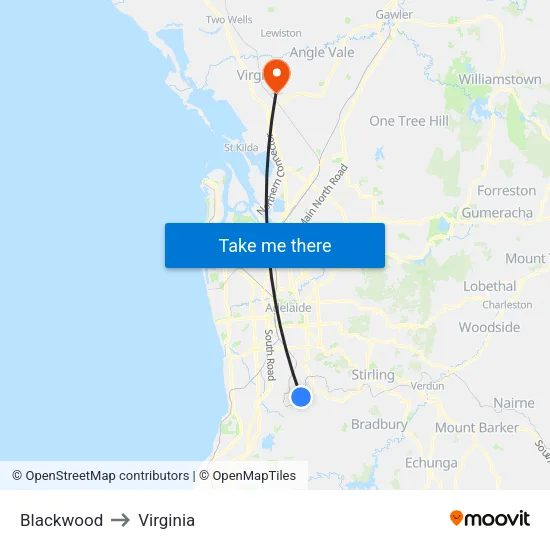 Blackwood to Virginia map