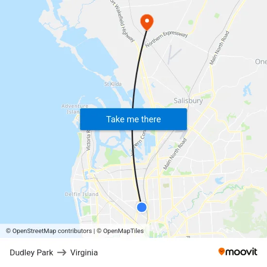 Dudley Park to Virginia map