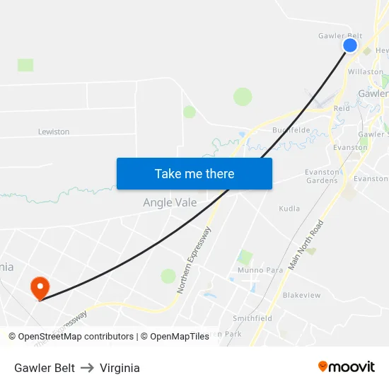 Gawler Belt to Virginia map