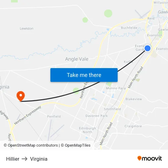 Hillier to Virginia map