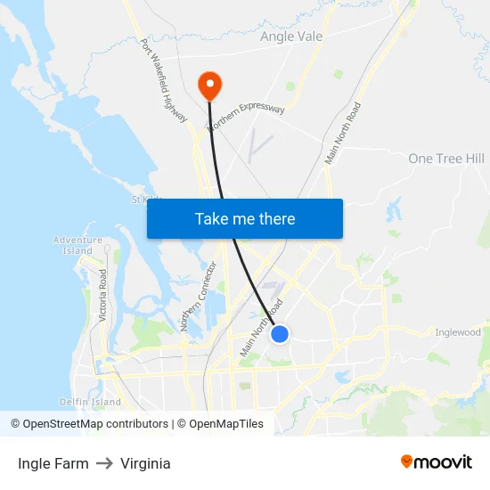 Ingle Farm to Virginia map