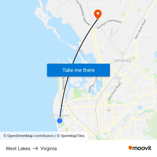 West Lakes to Virginia map