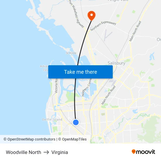 Woodville North to Virginia map