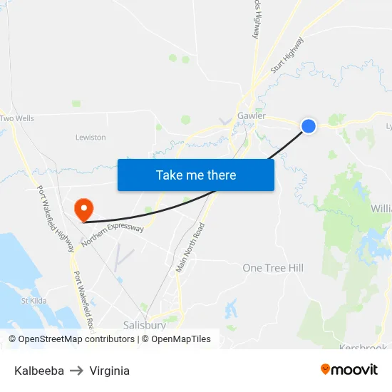 Kalbeeba to Virginia map