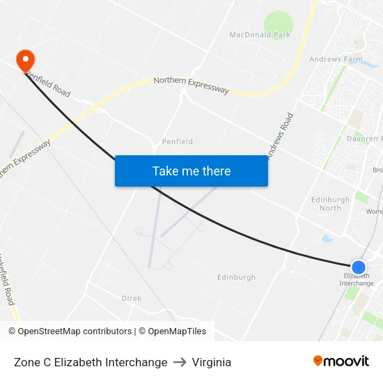 Zone C Elizabeth Interchange to Virginia map