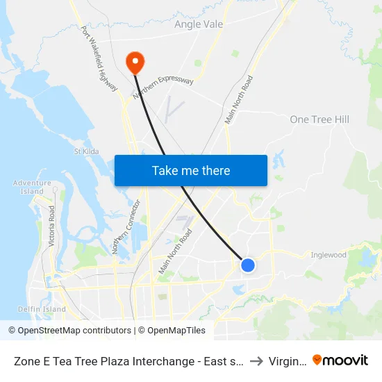 Zone E Tea Tree Plaza Interchange - East side to Virginia map