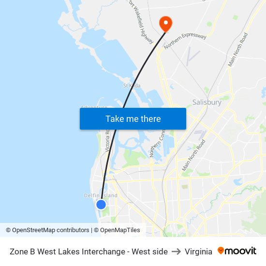 Zone B West Lakes Interchange - West side to Virginia map