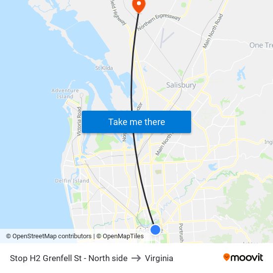 Stop H2 Grenfell St - North side to Virginia map