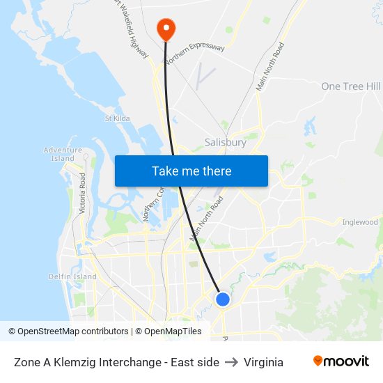 Zone A Klemzig Interchange - East side to Virginia map