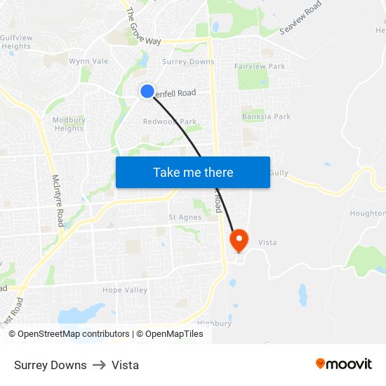 Surrey Downs to Vista map